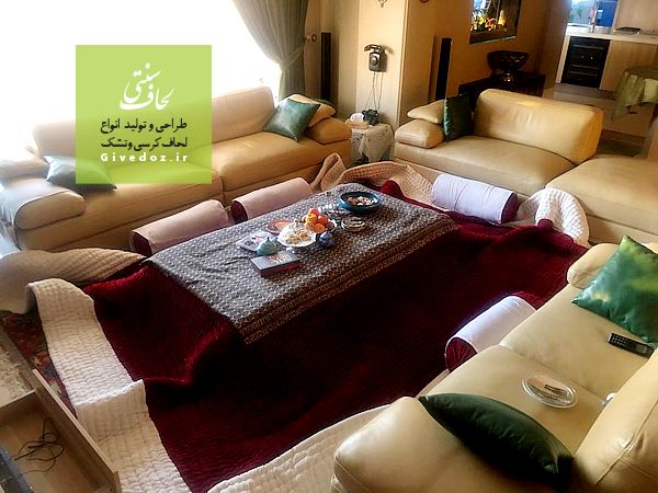 لحاف کرسی با مخمل قرمز