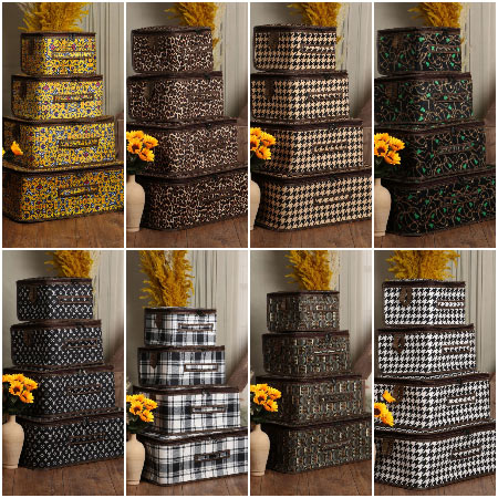 ست بقچه ۴ تایی پارچه‌ای طرح چهارخانه هدیه عروس