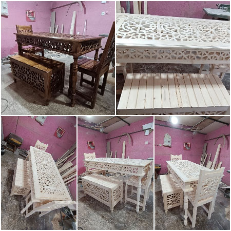 میز غذاخوری 6 نفره چوبی سنتی گره چینی
