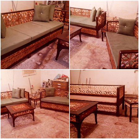 مبل سنتی چوبی طرح گره چینی