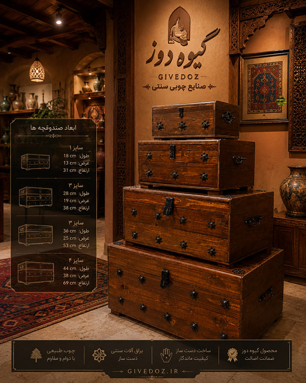 صندوقچه قدیمی چوبی بزرگ